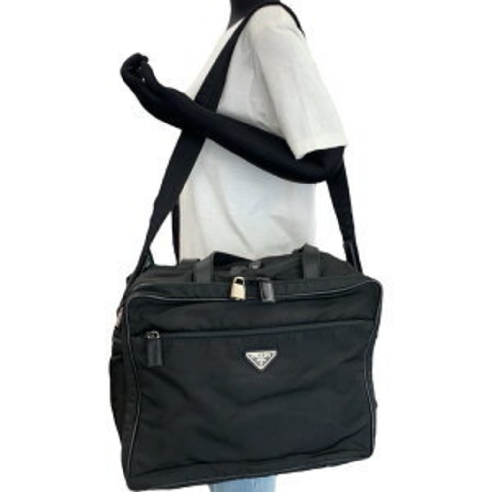 Prada Shoulder Black Triangular Briefcase Bag Bus… - image 6